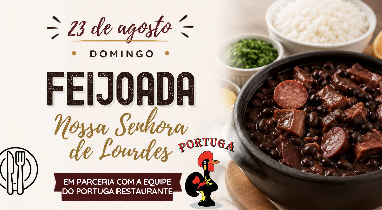 Feijoada da Paróquia Nossa Senhora de Lourdes será no dia 23 de agosto